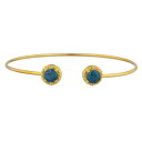 14KS[hV~[Vhu[gp[Y_ChEhoOuXbg Elizabeth Jewelry 14Kt Gold Simulated London Blue Topaz & Diamond Round Bangle Bracelet