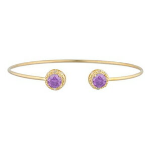 14KS[hCZAWXg_ChEhoOuXbg Elizabeth Jewelry 14Kt Gold CZ Amethyst & Diamond Round Bangle Bracelet