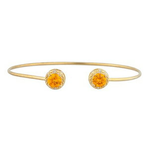 14KS[hV~[VIWVg_ChEhoOuXbg Elizabeth Jewelry 14Kt Gold Simulated Orange Citrine & Diamond Round Bangle Bracelet