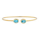 14KS[hV~[Vu[gp[YI[ox[oOuXbg Elizabeth Jewelry 14Kt Gold Simulated Blue Topaz Oval Bezel Bangle Bracelet