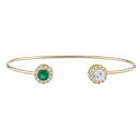 14KS[hNGCebhzCgTt@CAV~[gꂽGhn[fUCoOuXbg Elizabeth Jewelry 14Kt Gold Created White Sapphire & Simulated Emerald Halo Design Bangle Bracelet