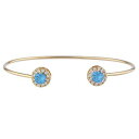 14KS[hCZXCXu[gp[Yn[fUCoOuXbg Elizabeth Jewelry 14Kt Gold CZ Swiss Blue Topaz Halo Design Bangle Bracelet