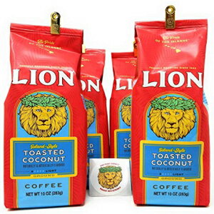 ライオンコーヒー トーストココナッツ グラウンド ライトロースト 10オンスバッグ4個 ライオンコーヒー工場直販限定ブランド登録シール付き ISLAND-STYLE (4個パック) Lion Coffee TOASTED COCONUT, Ground, Light Roast, Four 10 Ounce Bags with