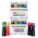 Candlewood Pantry B. Sprinklin Assorted Liquid Food Coloring Kit - 8 Bottles, 0.3 Ounces Each/Neon (4) and Regular (4) Colors