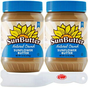 SunButter ナチュラル クランチ サンフラワー バター 16 オンス (2 個パック) カップ スプレッダー付き SunButter Natural Crunch Sunflower Butter 16 Ounce (Pack of 2) with By The Cup Spreader