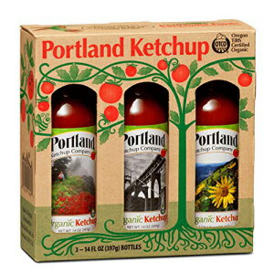 Portlandia Foods ポートランド オーガニック ケチャップ ギフトボックス (14 液量オンス - 3 個パック) 天然グルテンフリー、ビーガン、非遺伝子組み換え、米国オレゴン州製 Portland Organic Ketchup Gift Box by Portlandia Foods (14 fl oz -