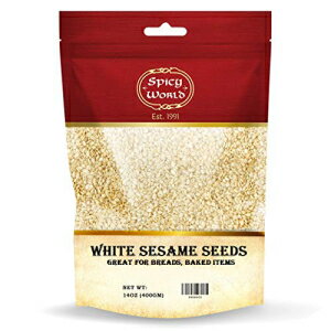 楽天Glomarket白ごま 14 オンス バッグ - 天然、生、皮付き - By Spicy World White Sesame Seeds 14oz Bag - Natural, Raw, Hulled - By Spicy World
