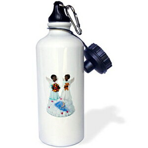 3dRose wb_1069_1 African-American Angels スポーツ ウォーターボトル、21 オンス、ホワイト 3dRose wb_1069_1 African-American Angels Sports Water Bottle, 21 oz, White