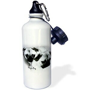 3dRose wb_1232_1 Hug a Pug Puppies X|[c EH[^[{gA21 IXAzCg 3dRose wb_1232_1 Hug a Pug Puppies Sports Water Bottle, 21 oz, White