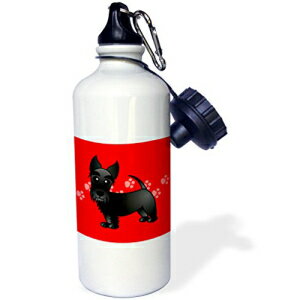 3dRose wb_40868_1 킢ubN XRbeB J[gD[ hbO bh Օt X|[c EH[^[{gA21 IXAuE 3dRose wb_40868_1 Cute Black Scottie Cartoon Dog Red with Pawprints Sports Water Bottle, 21 oz, Br