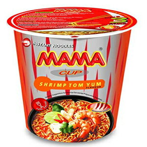 MAMA Noodles シュリンプトムヤムインスタントカップヌードル、おいしいタイ風味、シュリンプトムヤムスープベースのホット＆スパイシーなヌードル、トランス脂肪なし、揚げ麺よりカロリーが低い 6 パック MAMA Noodles SHRIMP TOM YUM Instant Cup of Noodles