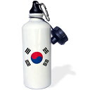 3dRose wb_158435_1「韓国の国旗-韓国の白赤青太極サークル黒トライグラム-太極陰陽太極」スポーツウォーターボトル、21オンス、白 3dRose wb_158435_1