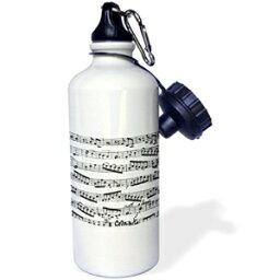 3dRose wb_179702_1" ノートパターン - 黒と白のピアノシート楽譜" スポーツウォーターボトル、21 オンス、マルチカラー 3dRose wb_179702_1" Notes Pattern-Black and White Piano Sheet Musical Notation" Sports Water Bottle, 21 oz, Multic