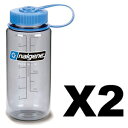 Nalgene Tritan 16 IX vX`bN EH[^[ {g O[ u[ Lbvt L 2 pbN Nalgene Tritan 16oz Plastic Water Bottle Gray w/Blue Cap Wide Mouth 2-Pack
