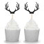 뺧Υ٥ӡΥѡƥΤ24ȥ֥åǥȥ顼åץȥåѡԥå LightAParty 24 Counts Black Deer Antler Cupcake Toppers Picks For Wedding Birthday Baby Shower Party Decorations