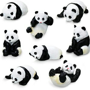 楽天Glomarket8ピース パンダの置物 かわいいパンダのおもちゃ パンダケーキデコレーション ミニパンダケーキデコレーション パーティー用品用 （リアルなパンダ） 8 Pieces Panda Figurines Cute Panda Toys Panda Cake Decoration Mini Panda Cake Decoration for