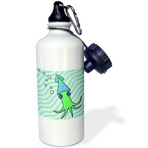 3dRose wb_13794_1 킢O[ƃu[̃CJ - X|[cEH[^[{gA21 IXAzCg 3dRose wb_13794_1 Cute Green and Blue Squid - Sports Water Bottle, 21 oz, White