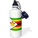 3dRose wb_159835_1「ジンバブエの国旗-ジンバブエ緑黄赤黒ストライプ-金鳥星-アフリカアフリカ世界」スポーツウォーターボトル、21オンス、ホワイト 3dRose wb_159835_1