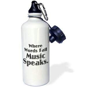 3dRose Words Fail Music Speaks-X|[c EH[^[{gA21IX (wb_171895_1)A}`J[ 3dRose Words Fail Music Speaks-Sports Water Bottle, 21oz (wb_171895_1), Multicolored