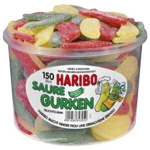 ハリボー サウレ グルケン (酸っぱいピクルス) 浴槽 - 150 個 Haribo Saure Gurken (Sour Pickles ) Tub -150 pcs