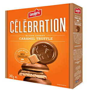 ルクレール セレブレーション 本物のミルクチョコレートを使用したキャラメルトリュフバタークッキー 240g Leclerc Celebration Caramel Truffle Butter Cookies Made with Real Milk Chocolate 240g