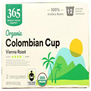 楽天Glomarket365 by Whole Foods Market、コーヒー コロンビア カップ ウィーン ロースト ポッド オーガニック 12 カウント、4.6 オンス 365 by Whole Foods Market, Coffee Colombian Cup Vienna Roast Pods Organic 12 Count, 4.6 Ounce