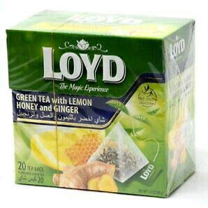 ロイドグリーンティー レモンハニー＆ジンジャー入り ティーバッグ20袋 Loyd Green Tea with Lemon Honey And Ginger 20 Tea Bags