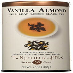 The Republic of Tea バニラ アーモンド フルリーフ ルース ブラック ティー 3.5 オンス 缶 | ティープス 50 カップ | カフェイン入り The Republic of Tea Vanilla Almond Full-Leaf Loose Black Tea 3.5 Oz Tin | Steeps 50 Cups