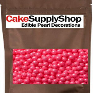 CakeSupplyShop 明るいピンクパールキャンディビーズケーキとカップケーキ食用デコレーション CakeSupplyShop Bright Pink Pearl Candy Beads Cake and Cupcake Edible Decorations