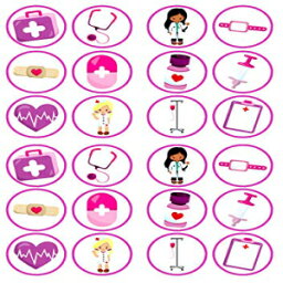 24ピンクガールナースドクターズホスピタルディスク＃6食用カップケーキトッパー-スタンドアップウエハースケーキデコレーション（24パック）（24パック） Cian's Cupcake Toppers Ltd 24 Pink Girl Nurses Doctors Hospital Discs #6 Edible Cupcake Toppe