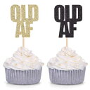 24カウントキラキラ古いAFカップケーキトッパーの誕生日を祝うパーティーデコレーションピック Giuffi 24 Counts Glitter Old AF Cupcake Toppers Birthday Celebrating Party Decoration Picks