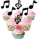 楽天Glomarketミュージックカップケーキトッパーデコレーションミュージカルノートケーキトッパーピックキッズバースデーウェディングベビーシャワーミュージシャンをテーマにしたパーティーデコレーション、18PCS（ブラック） Tuetoe Music Cupcake Toppers Decorations Musical N