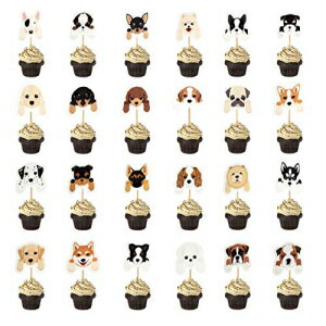 子犬カップケーキトッパー 24 個セット 犬の養子縁組ペットの誕生日パーティーケーキデコレーション用品 Set of 24 Puppy Cupcake Toppers Dog Adoption Pet Birthday Party Cake Decoration Supplies