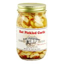 バイラーズレリッシュハウス自家製アーミッシュカントリーホットピクルスガーリック16オンス。 Byler's Relish House Homemade Amish Country Hot Pickled Garlic 16 oz.