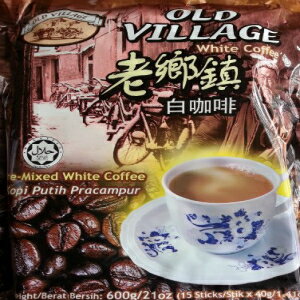 オールド ヴィレッジ ホワイト コーヒー (600g/21oz) 15 スティック 40g/1.410z Old Village White Coffee (600g/21oz) 15 Sticks 40g/1.410z