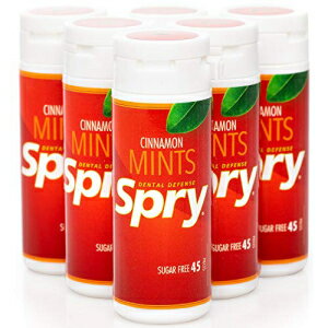 Spry LVg[ ~gAViA45 JEg (6 pbN) - ǒN𑣐iAt̐𑝉AL~߂uX~g Spry Xylitol Mints, Cinnamon, 45 Count (6-Pack) - Breath Mints That Promote Oral Health, Increase