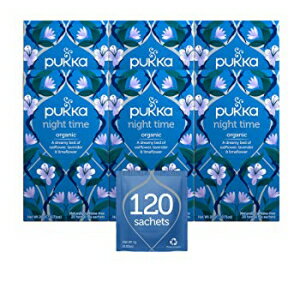 20 Count (Pack of 6), Night Time, Pukka Organic Tea Bags, Night Time Herbal Tea with Chamomile, Lavendar Valerian, Perfect for Easing into a Soothing Sleep, 20 Count (Pack of 6) 120 Tea Bags