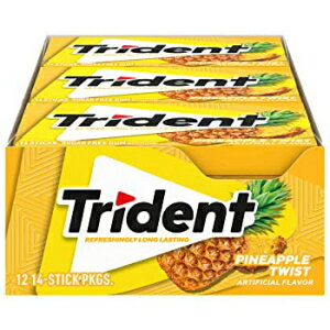 パイナップル ツイスト、トライデント パイナップル ツイスト シュガーフリーガム、14 個入り 12 パック (合計 168 個) Pineapple Twist, Trident Pineapple Twist Sugar Free Gum, 12 Packs of 14 Pieces (168 Total Pieces)
