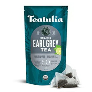 Earl Grey, Teatulia Organic Earl Grey Tea Bags (50 Pyramid Teabags) Whole Flower | 100% Compostable | Black Tea + Bergamot Citrus Sustainably Grown In Bangladesh