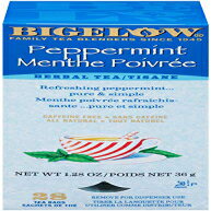 Bigelow ペパーミント ハーブ ティー 28 カウント ボックス (1 パック) 個別に包装されたホイルパケットに入ったカフェインフリーの袋入りハーブティーには、ペパーミントの葉以外は何も含まれていません Bigelow Peppermint Herbal Tea 28-Count Box (Pa