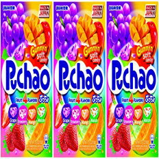 Puchao グミ & ソフト キャンディ、4 つのフルーツ フレーバー、3.53 オンス、3 個パック Puchao Gummy n' Soft Candy, 4 Fruits Flavors, 3.53 Ounces, Pack of 3