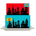 CakeSupplyShop V[jbNe[} XeBbNI/CIP[L{[_[fR[Vgbp[ (X[p[q[[CgAbvVeBwi) CakeSupplyShop Scenic Theme Stick On / Lay On Cake Border Decoration Toppers (Super Hero Lighted Cit