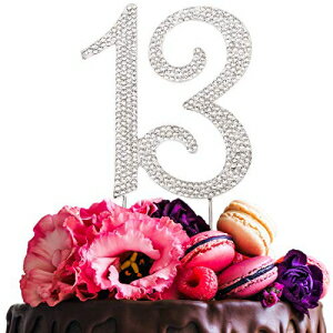 Bling Crystal 13 バースデーケーキトッパー - 最高の記念品 13th パーティーデコレーション シルバー Bling Crystal 13 Birthday Cake Topper - Best Keepsake 13th Party Decorations Silver
