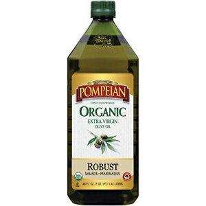 Pompeian USDA オーガニック堅牢エキストラバージン オリーブオイル、初コールドプレス、フルボディ風味、サラダドレッシングやマリネに最適、48 FL。オズ。 Pompeian USDA Organic Robust Extra Virgin Olive Oil, First Cold Pressed, Full-Bodied Flav