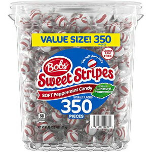 Bob's Sweet Stripes ソフト ペパーミント キャンディ、個別包装 350 個、3.9 ポンドの浴槽 Bob's Sweet Stripes Soft Peppermint Candy, 350 Individually-Wrapped Pieces, 3.9 Pound Tub