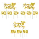 Beistle 53523-50 Happy 50th Birthdayケーキトッパー、3個、6インチ x 8.25インチ、ゴールド/ホワイト Beistle 53523-50 Happy 50th Birthday Cake Topper, 3 Piece, 6