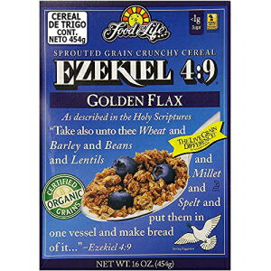 Food For Life Ezekiel 4:9 オーガニック発芽穀物シリアル、ゴールデン亜麻、16 オンス箱 (6 個パック) Food For Life Ezekiel 4:9 Organic Sprouted Grain Cereal, Golden Flax, 16-Ounce Boxes (Pack of 6)