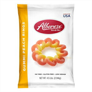 アルバニーズワールドベストグミピーチリング、4.5ポンド袋 Albanese World's Best Gummi Peach Rings, 4.5 Pound Bag