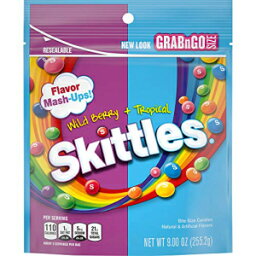 スキットルズ フレーバー マッシュアップ ワイルド ベリー アンド トロピカル キャンディー、9 オンス (8 袋) Skittles Flavor Mash-Ups Wild Berry and Tropical Candy, 9 ounce (8 Bags)