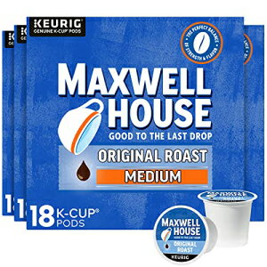 Maxwell House オリジナル ロースト ミディアム ロースト K カップ コーヒー ポッド (72 ct パック、18 ポッド入り 4 箱) Maxwell House Original Roast Medium Roast K-Cup Coffee Pods (72 ct Pack, 4 Boxes of 18 Pods)